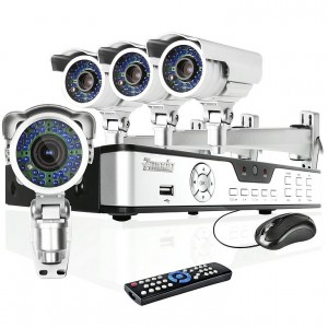 4 Channel H.264 DVR Vari-Focal Weatherproof Outdoor Surveillance Camera System with Audio