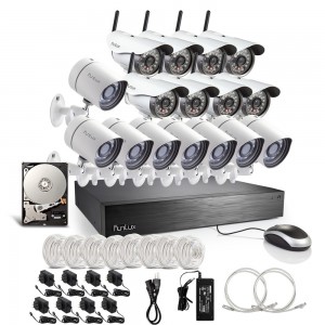 Funlux 16 Channel 720P NVR with 8 Outdoor WiFi & 8 sPoE Network IP Cameras & 2TB HDD