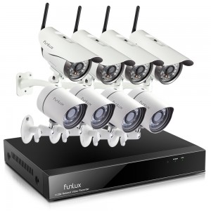 Funlux 8 Channel 720P NVR with 4 Outdoor WiFi & 4 sPoE Network IP Cameras & 1TB HDD