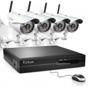 Funlux 4 Channel 720P NVR with 4 Outdoor WiFi Network IP Cameras & 1TB HDD