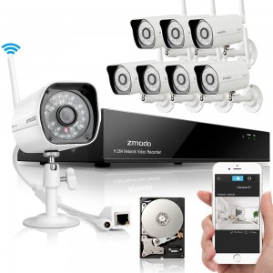 Zmodo 8 Channel 720P NVR with 8 Outdoor Bullet WiFi Network IP Cameras & 1TB HDD